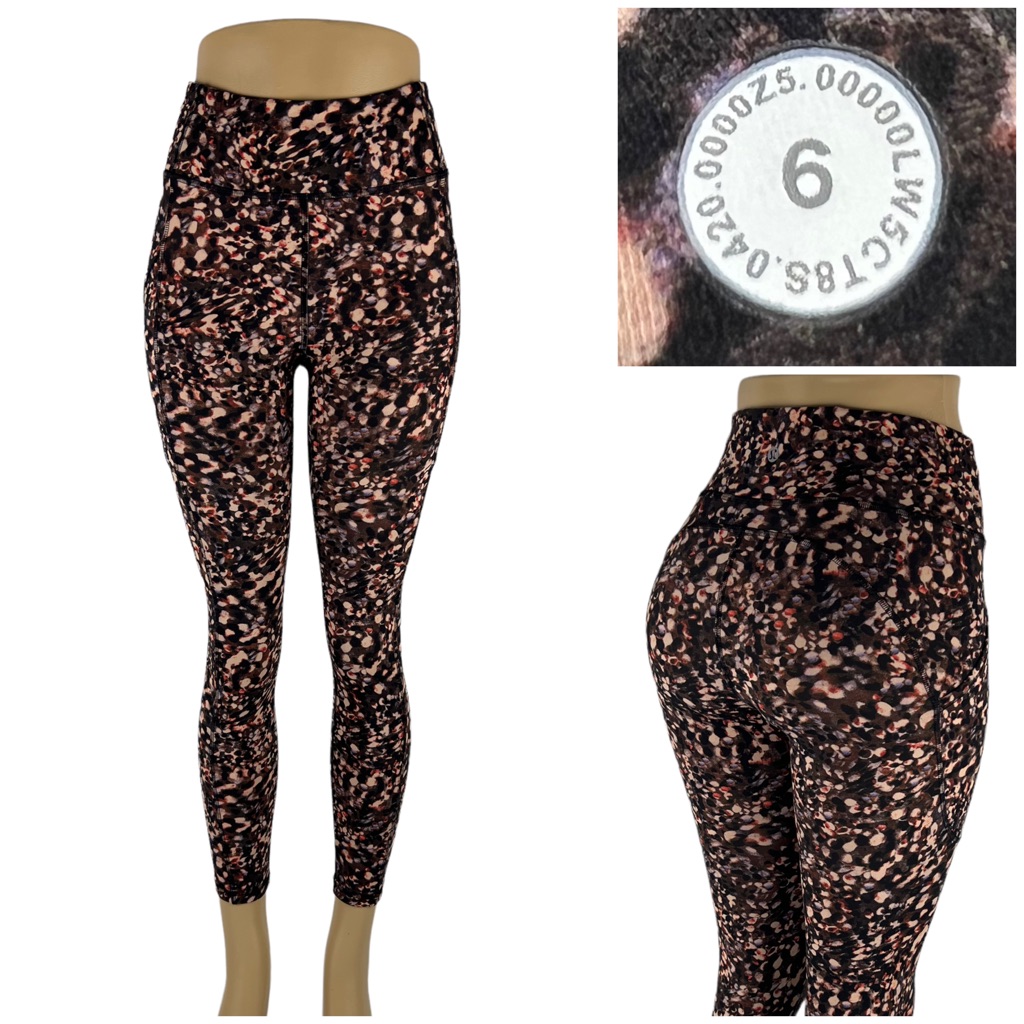 Lululemon Women 6 Invigorate Tight Lw5ct8s Floral Coral Black Print 24” Rare Euc